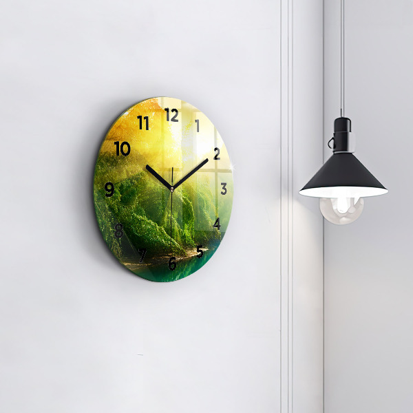 Round glass clock Peaceful nature