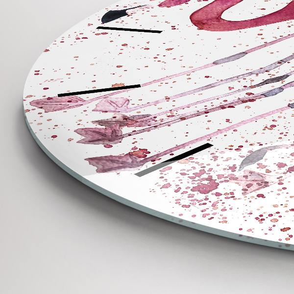Round glass clock A Bunch of Flamingos