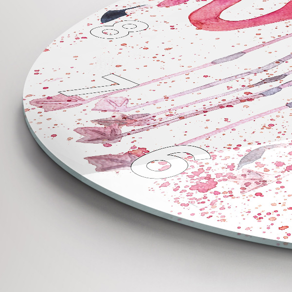 Round glass clock A Bunch of Flamingos