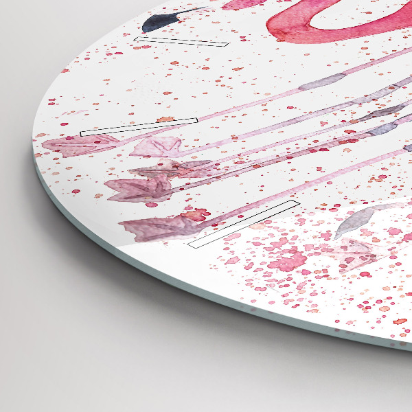 Round glass clock A Bunch of Flamingos