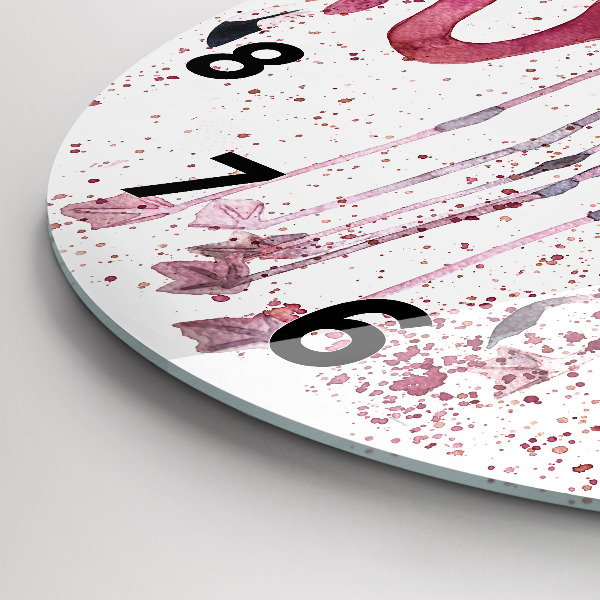 Round glass clock A Bunch of Flamingos