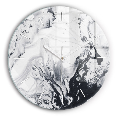 Round glass clock Abstract Ink Marble