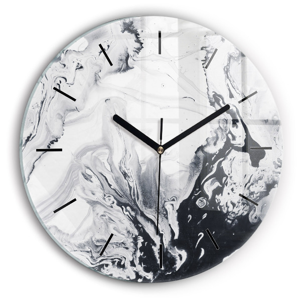Round glass clock Abstract Ink Marble
