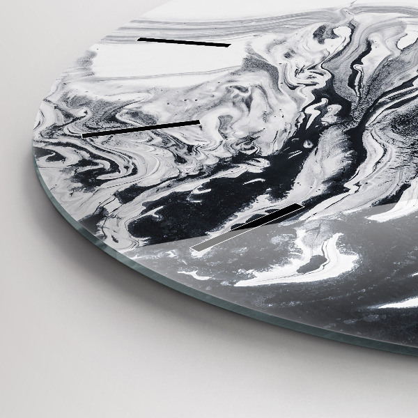 Round glass clock Abstract Ink Marble