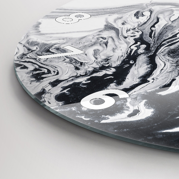 Round glass clock Abstract Ink Marble