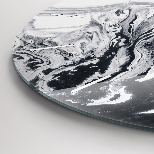 Round glass clock Abstract Ink Marble