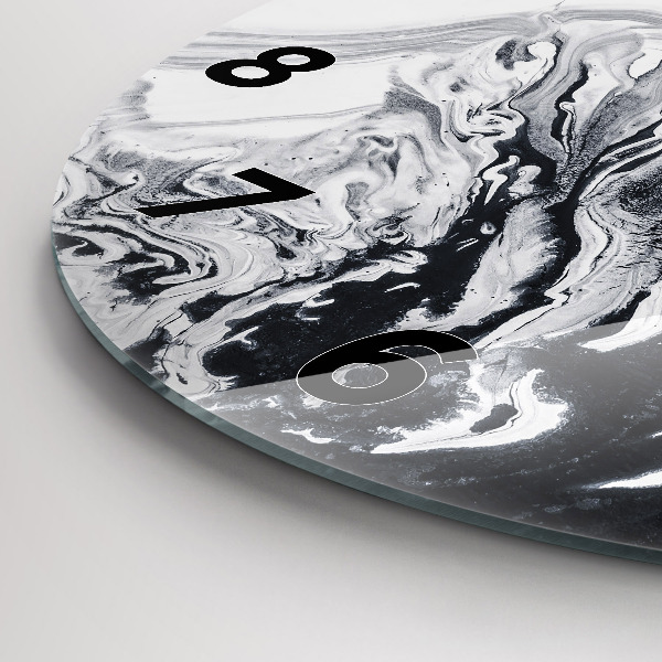 Round glass clock Abstract Ink Marble