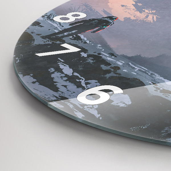 Round glass clock Astronauts abstract