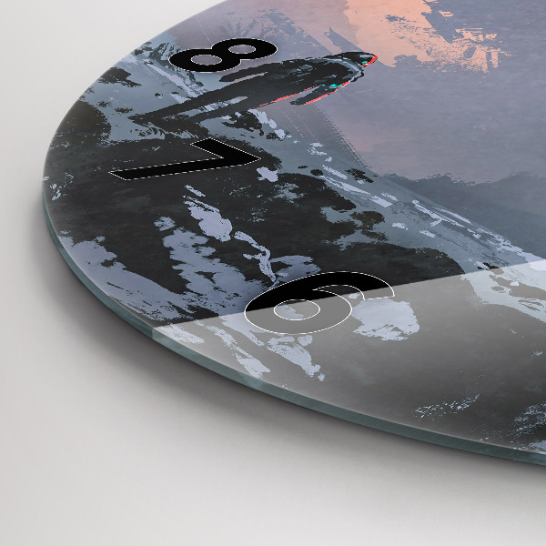 Round glass clock Astronauts abstract