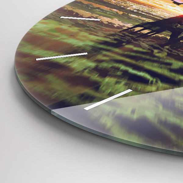 Round glass clock Concert on the beach