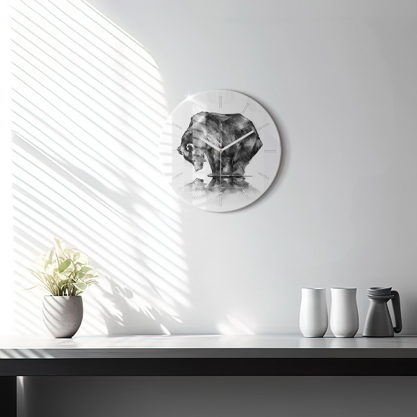 Round glass clock Cartoon bear