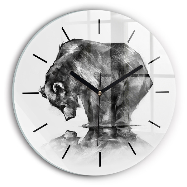 Round glass clock Cartoon bear
