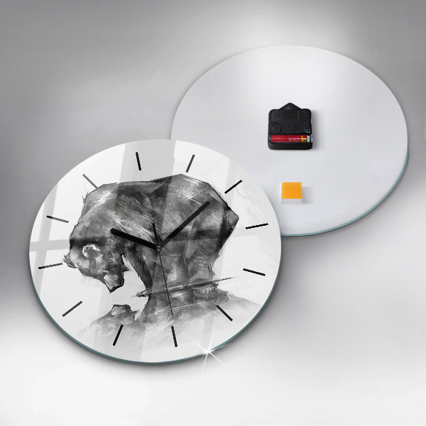 Round glass clock Cartoon bear