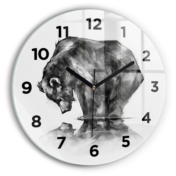 Round glass clock Cartoon bear