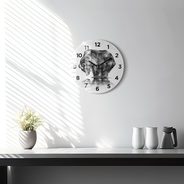 Round glass clock Cartoon bear