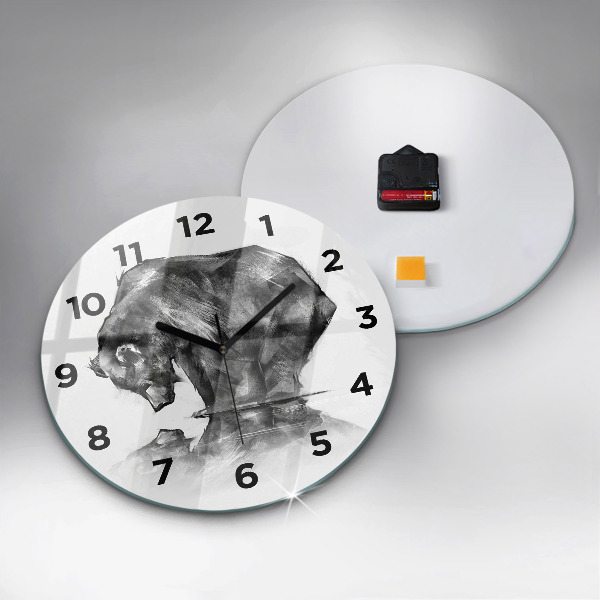 Round glass clock Cartoon bear