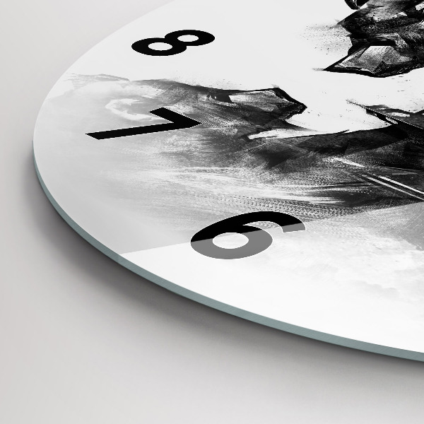 Round glass clock Cartoon bear