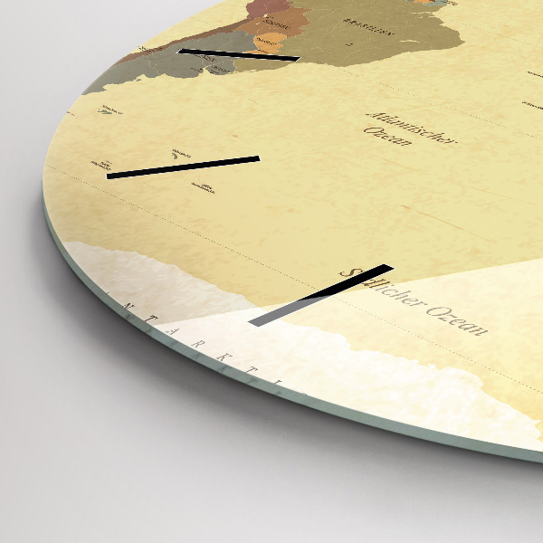 Round glass clock Vintage World Map