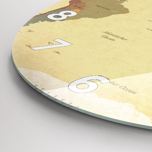 Round glass clock Vintage World Map
