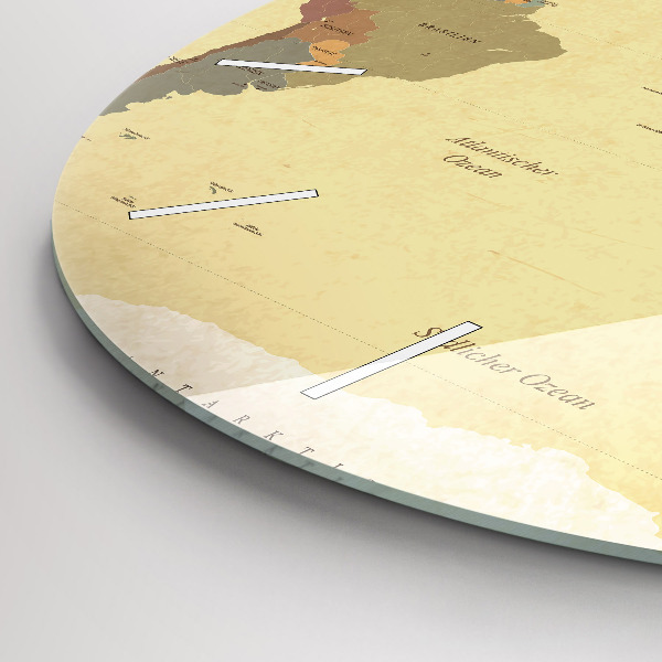 Round glass clock Vintage World Map