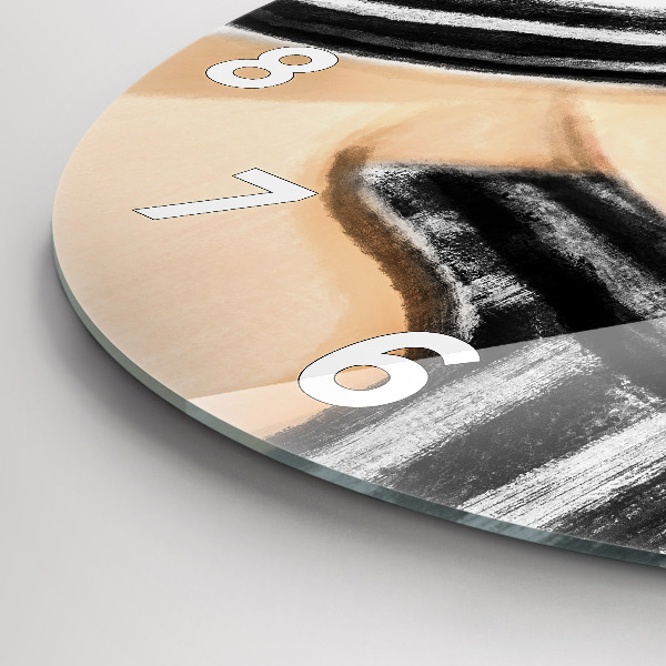 Round glass clock Woman in Black and White