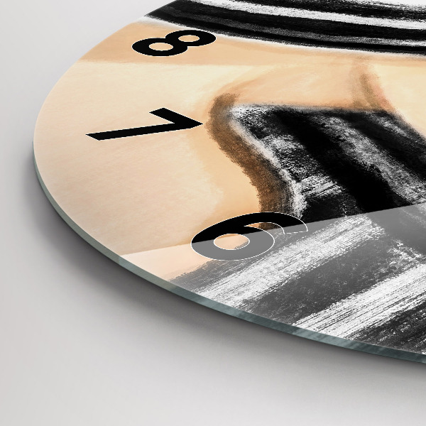 Round glass clock Woman in Black and White