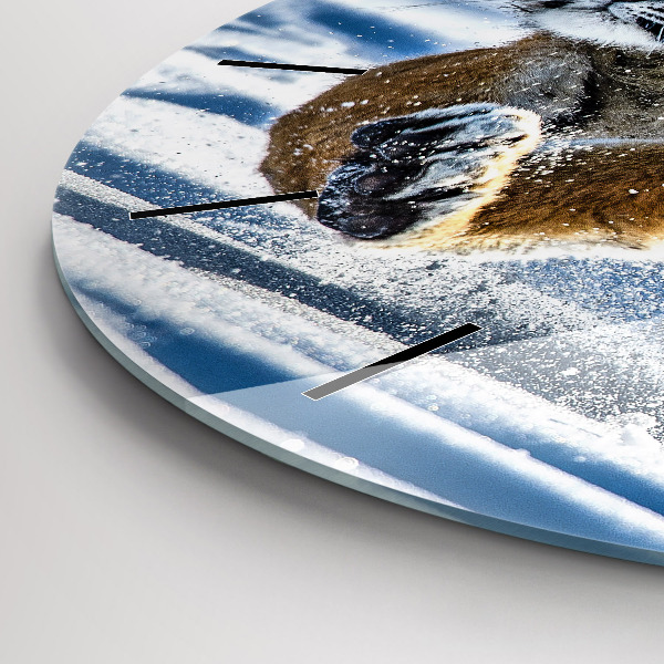 Round glass clock Leaping Tiger