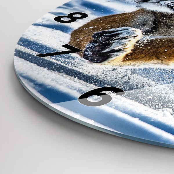 Round glass clock Leaping Tiger