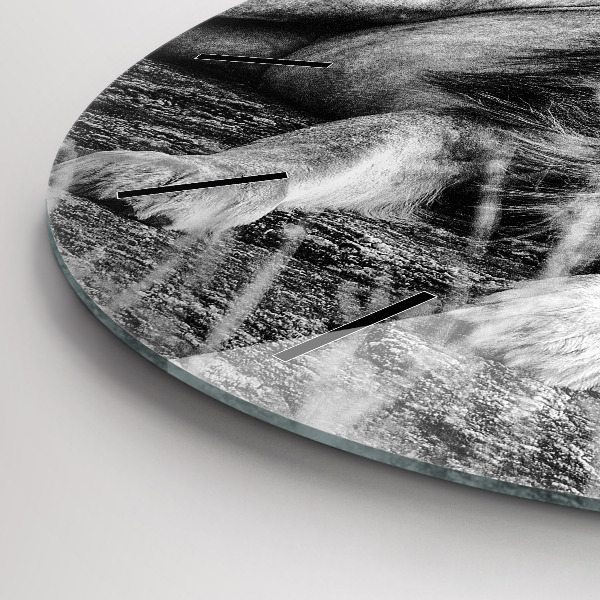Round glass clock Abstraction - Lion