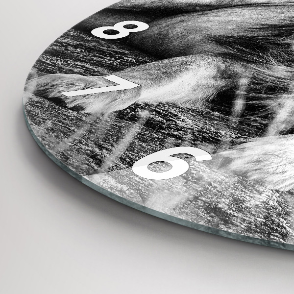 Round glass clock Abstraction - Lion