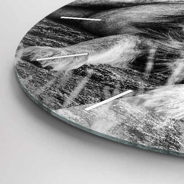Round glass clock Abstraction - Lion