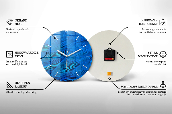 Round glass clock Wave Sunset