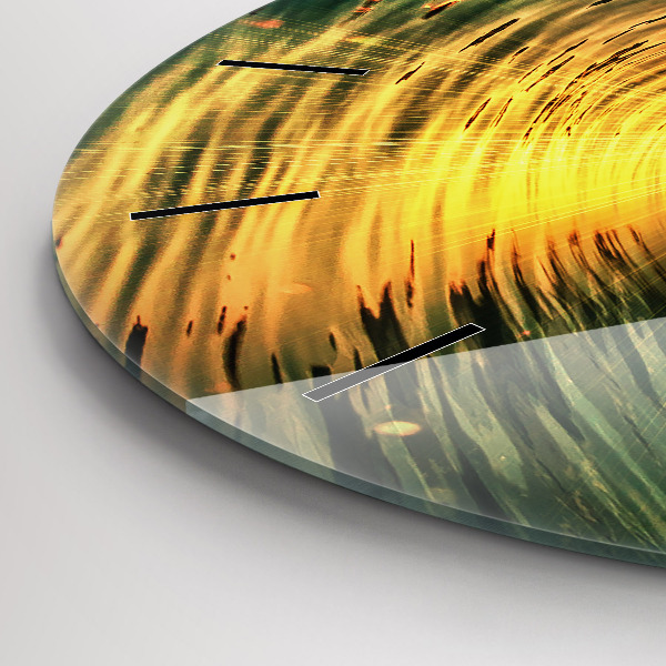 Round glass clock Wave Sunset