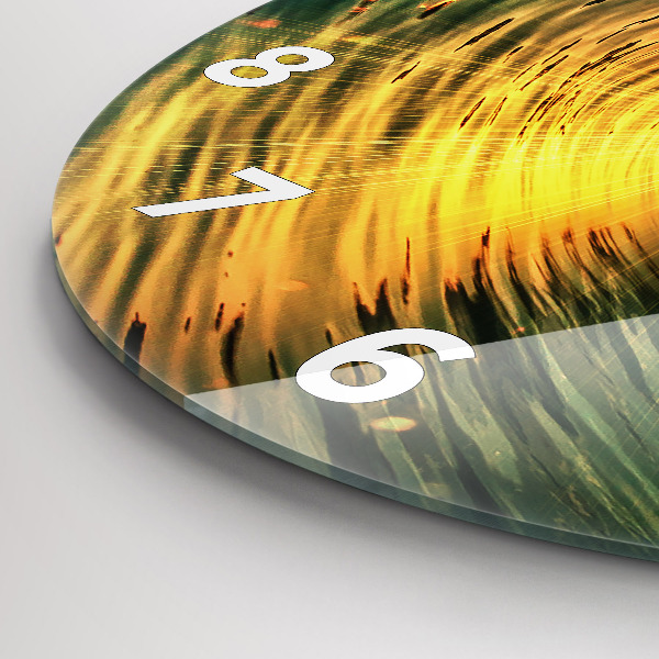 Round glass clock Wave Sunset