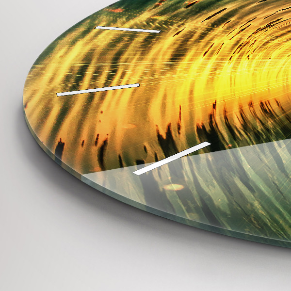 Round glass clock Wave Sunset