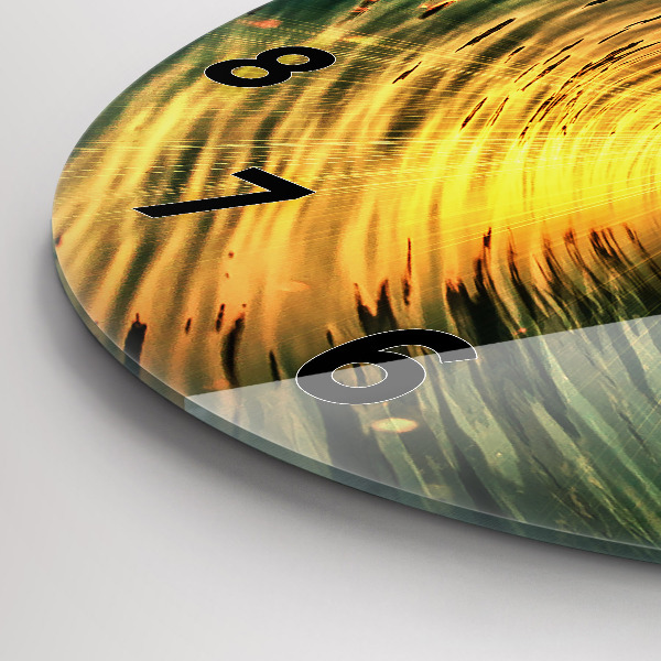 Round glass clock Wave Sunset