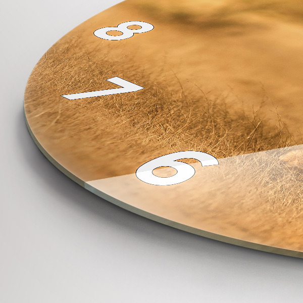 Round glass clock Hunting Tiger