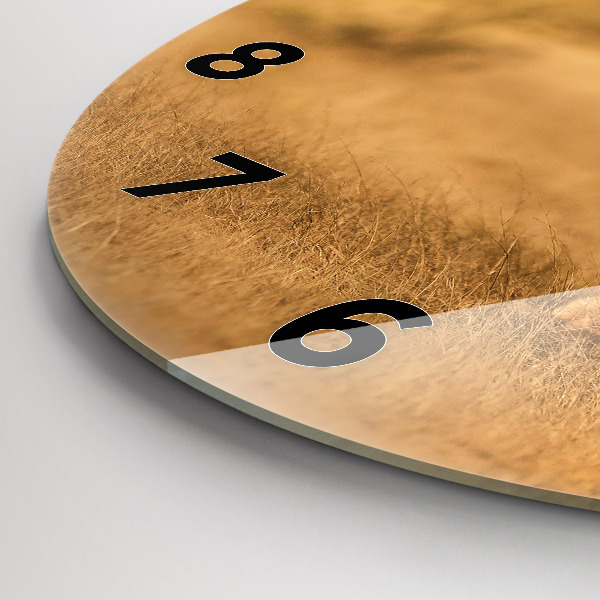 Round glass clock Hunting Tiger