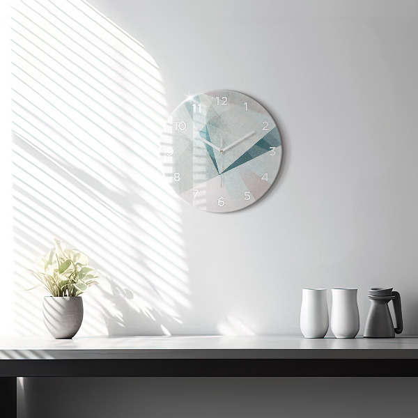 Round glass clock Triangles Abstract Texture