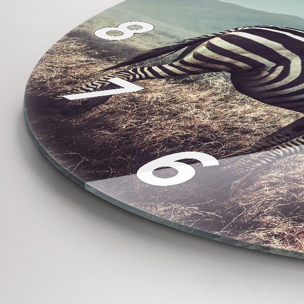 Round glass clock Zebra – Abstraction