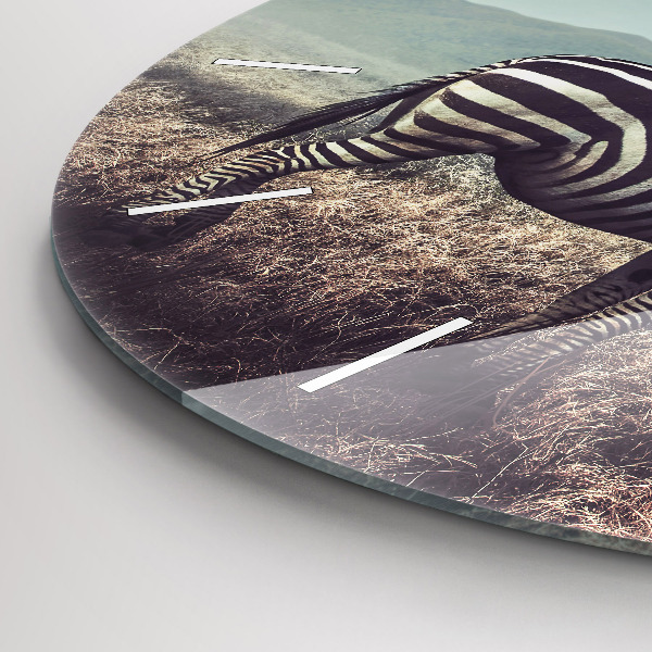 Round glass clock Zebra – Abstraction
