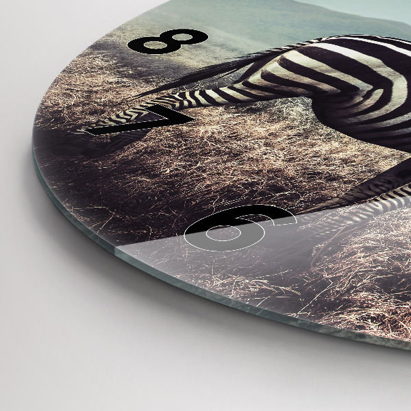 Round glass clock Zebra – Abstraction