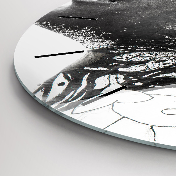 Round glass clock 'Abstract woman''s face'