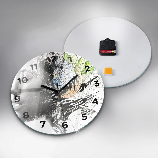 Round glass clock 'Abstract woman''s face'