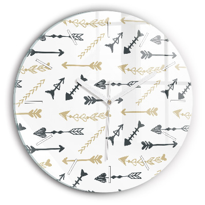 Round glass clock Geometric hipster pattern