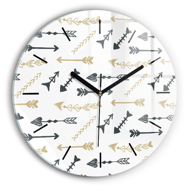 Round glass clock Geometric hipster pattern