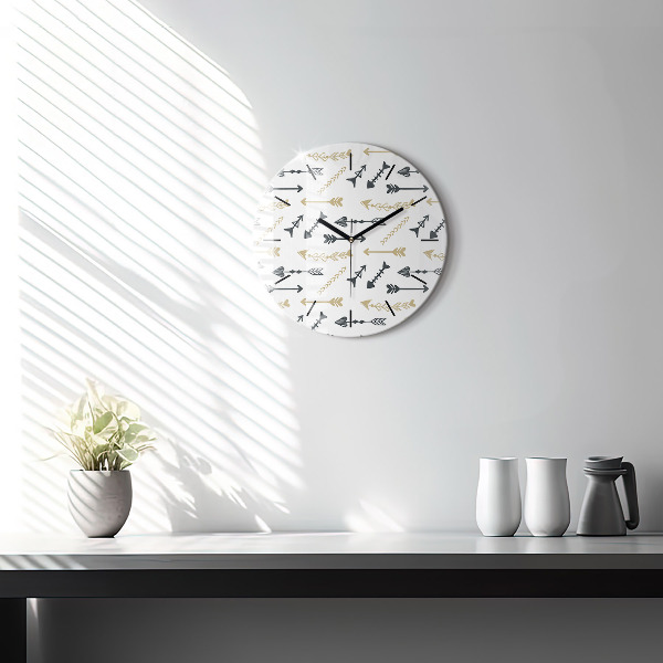 Round glass clock Geometric hipster pattern