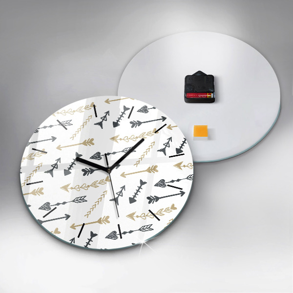 Round glass clock Geometric hipster pattern