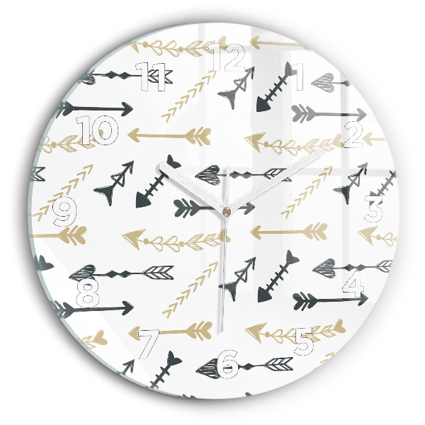 Round glass clock Geometric hipster pattern