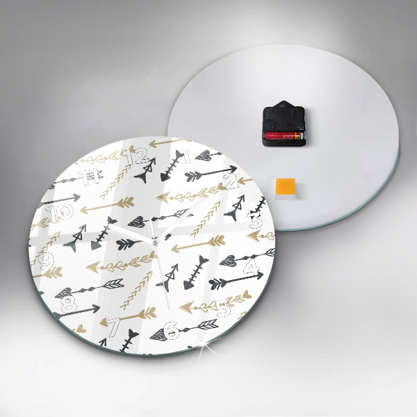 Round glass clock Geometric hipster pattern
